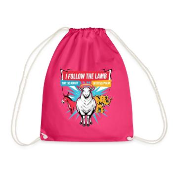Ich folge dem Lamm, nicht dem Esel oder Elefanten - Turnbeutel - Fuchsia - Vorne