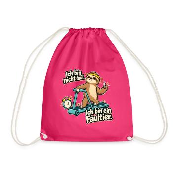 Faultier Spruch: Ich bin nicht faul - Turnbeutel - Fuchsia - Vorne