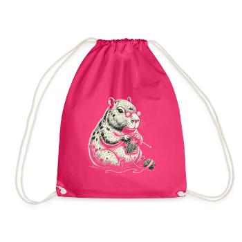 Capybara aus Vintage-Garn - Turnbeutel - Fuchsia - Vorne