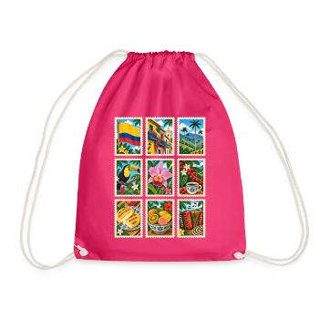 Kolumbien Briefmarken - Turnbeutel - Fuchsia - Vorne