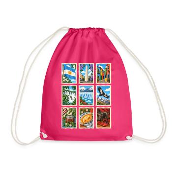 Argentinien Briefmarken - Turnbeutel - Fuchsia - Vorne