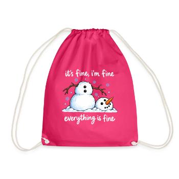 Schneemann: Lustig: Winter, Schnee, frohe Weihnachten - Turnbeutel - Fuchsia - Vorne