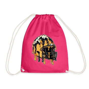 Tropfender Fußballhelm – Schwarz-Gold-Spieler - Turnbeutel - Fuchsia - Vorne