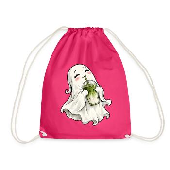 Süßer Geist mit Matcha Latte – Kawaii Halloween - Turnbeutel - Fuchsia - Vorne