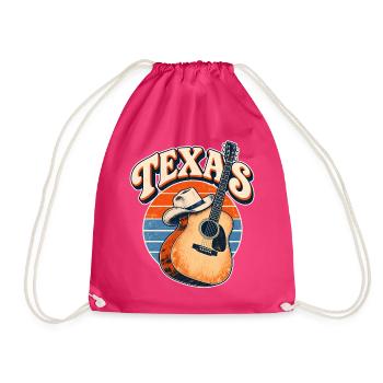 Texas Retro Gitarre & Cowboy Hut - Turnbeutel - Fuchsia - Vorne