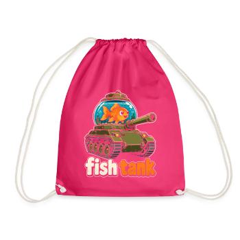 Fisch im Panzer Cartoon - Turnbeutel - Fuchsia - Vorne