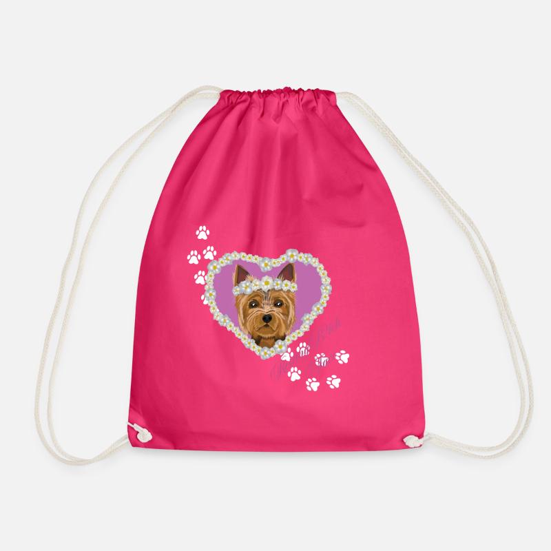 Ruhender Tch-Face Yorksire Terrier - Turnbeutel - Fuchsia