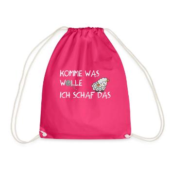 Komme was Wolle Ich Schaf das Stricken Nähen Damen - Turnbeutel - Fuchsia - Vorne