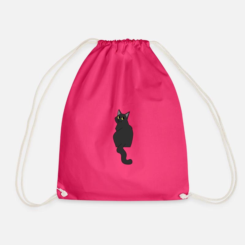 schwarze Katze - Turnbeutel - Fuchsia