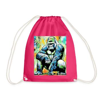 gorilla - Drawstring Bag - fuchsia - Front