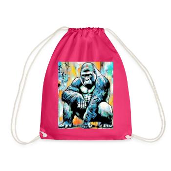 gorilla - Drawstring Bag - fuchsia - Front