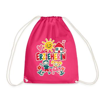 Erzieherin Kinderzeichnung - Turnbeutel - Fuchsia - Vorne
