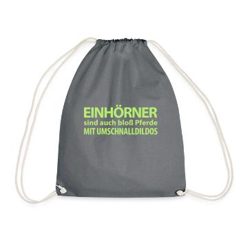 einhorn pferde dildo märchen feenstaub ponyhof - Turnbeutel - Grau - Vorne