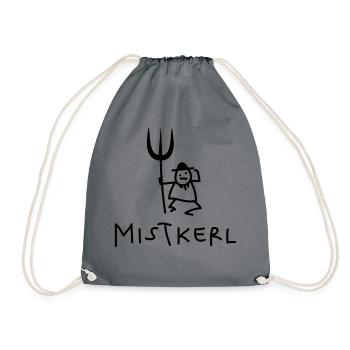 Kerl mit Mistgabel - Turnbeutel - Grau - Vorne