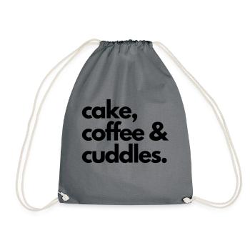 cake coffee and cuddles - claim - Turnbeutel - Grau - Vorne