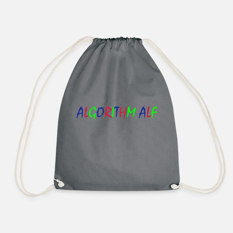 Algorithm Alf – Colorful Typography - Drawstring Bag - grey