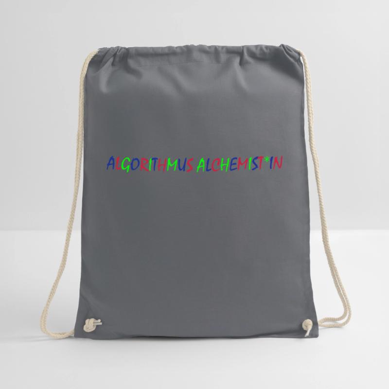 Algorithm Alchemist – Colorful Typography Drawstring Bag