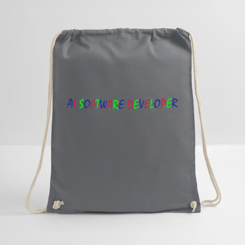 AI Software Developer – Colorful Typography Drawstring Bag