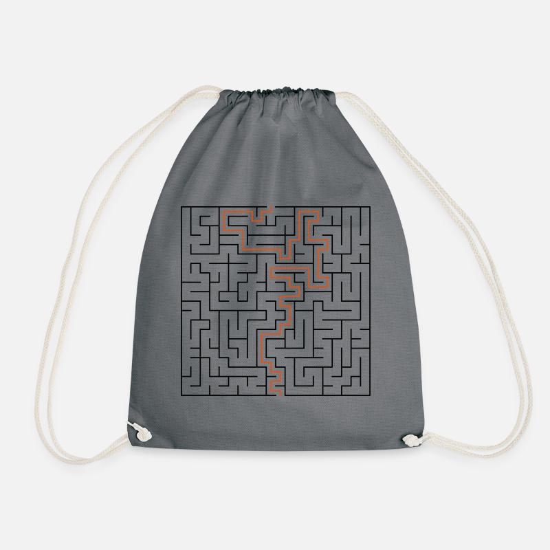 Labyrinth / maze - Drawstring Bag - grey