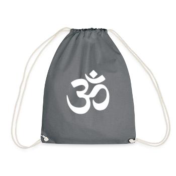 om chakra mandala yoga love energy white symbol - Drawstring Bag - grey - Front