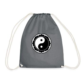 Yin Yang Lotus, Chinesisches Symbol Taiji, Tao - Turnbeutel - Grau - Vorne