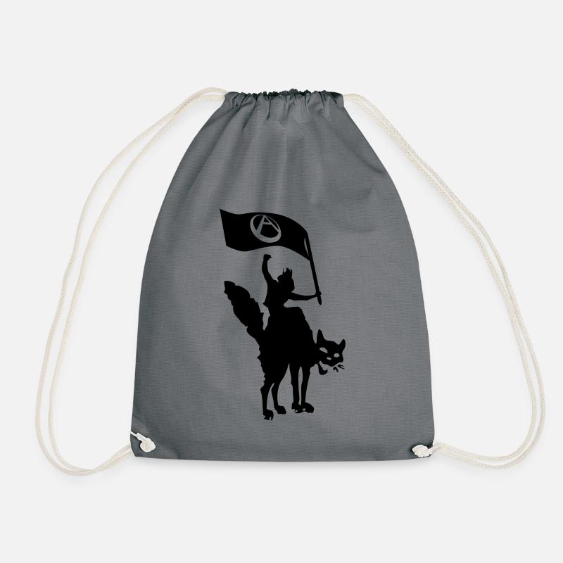 Anarcho Katze Flagge Mensch - Turnbeutel - Grau