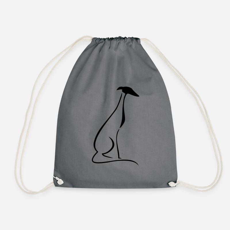 Sitzender Windhund - Turnbeutel - Grau