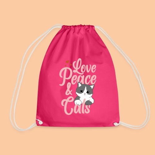 Love Peace & Cats - Drawstring Bag