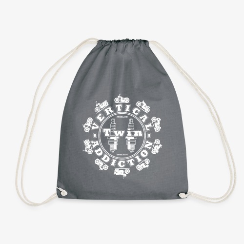 Vertical Twin Addiction - White logo with Bikes - Gymbag
