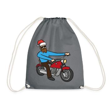 Motorradfahrer Weihnachten - Turnbeutel - Grau - Vorne
