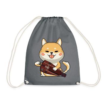 Le chien joue à la vielle à roue - Sac de sport léger - gris - Devant