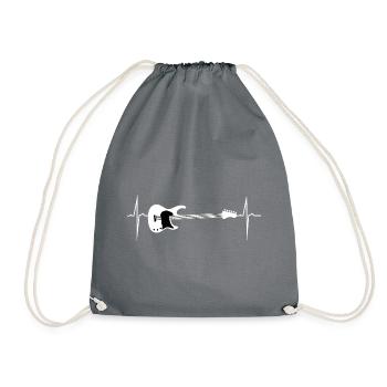 heartbeat e guitar - Drawstring Bag - grey - Front