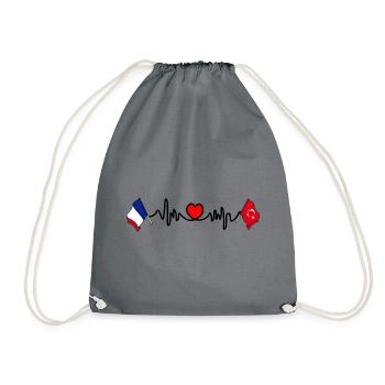 Cardio coeur avec drapeau France et drapeau Turquie - Sac de sport léger - gris - Devant
