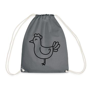 Huhn Comic Tier - Turnbeutel - Grau - Vorne