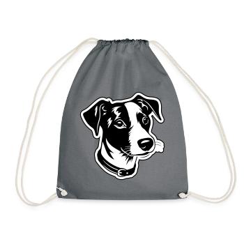 Jack Russel Terrier Hund Kopf - Turnbeutel - Grau - Vorne