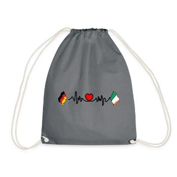Cardio heart with Flag Germany and flag Ireland - Drawstring Bag - grey - Front