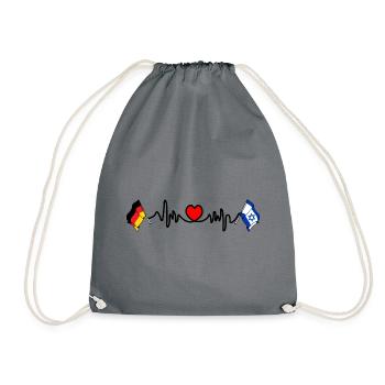 Cardio heart with Flag Germany and flag Israel - Drawstring Bag - grey - Front