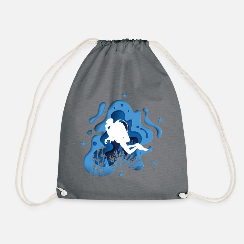Plongeur plongée scaphandre autonome grotte bleue - Sac de sport léger - gris