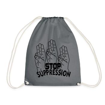 Hand gesture stop suppression - Drawstring Bag - grey - Front