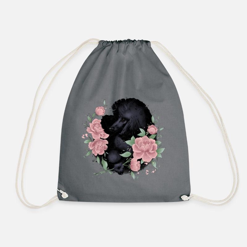 Pudel schwarz - Turnbeutel - Grau