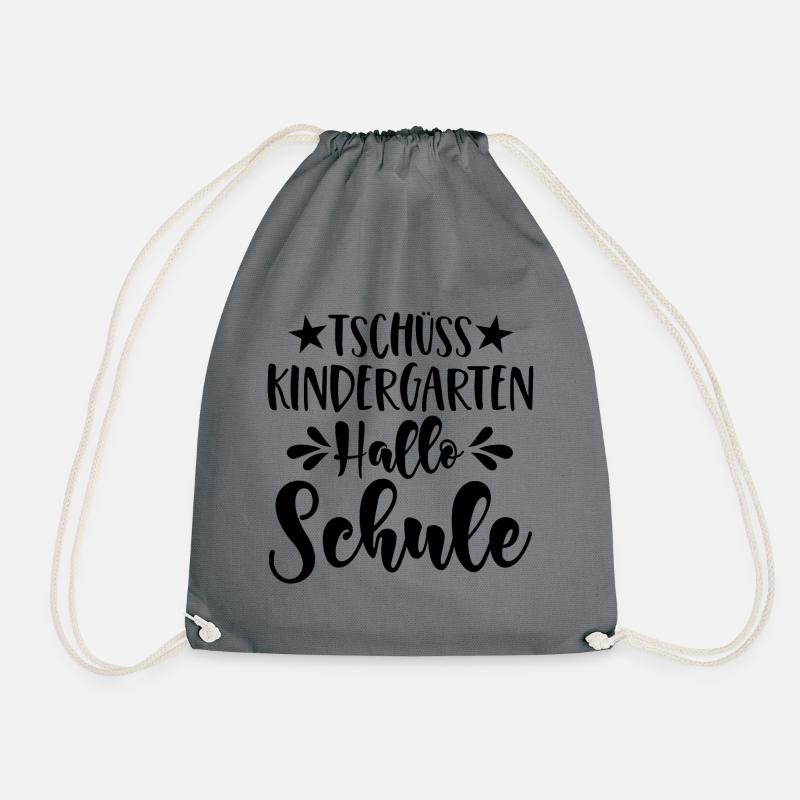 Tschüss Kindergarten Hallo Schule Grundschule - Turnbeutel - Grau
