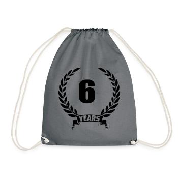 Lauwerkrans 6 Jahre mit Nummer und Bannerjahr - Turnbeutel - Grau - Vorne