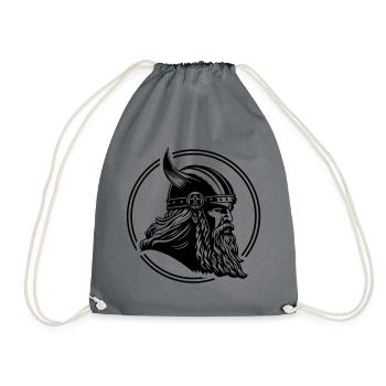 Wikinger Odin Viking Helm Symbol - Turnbeutel - Grau - Vorne