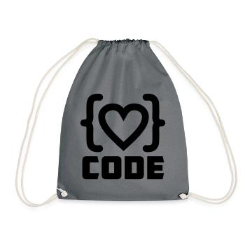 Logo de code de programmeur cardiaque avec texte CODE - Sac de sport léger - gris - Devant
