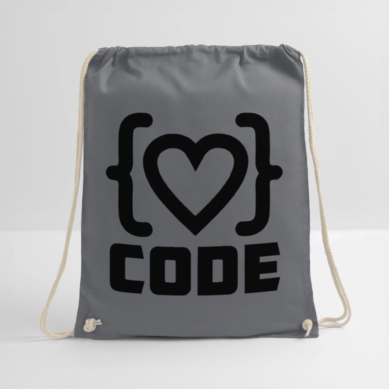 Herzprogrammierer Code Logo mit Text CODE Turnbeutel
