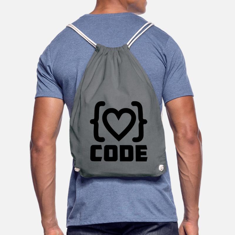 Herzprogrammierer Code Logo mit Text CODE Turnbeutel
