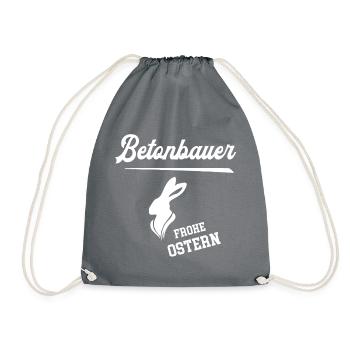 Betonbauer Frohe Ostern Ostergeschenk Betonbau - Turnbeutel - Grau - Vorne