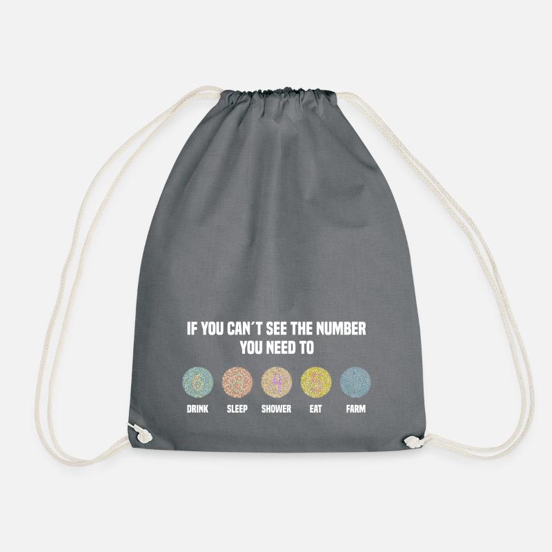 Ishihara Numbers - Farm - Drawstring Bag - grey