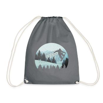 Snowboarding Snowboarding Snowboarding Snowboarder - Drawstring Bag - grey - Front