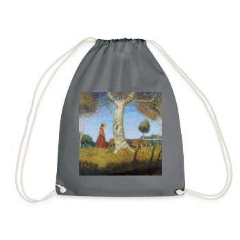 Otto Modersohn - Sunny autumn day. (Detail) - Drawstring Bag - grey - Front